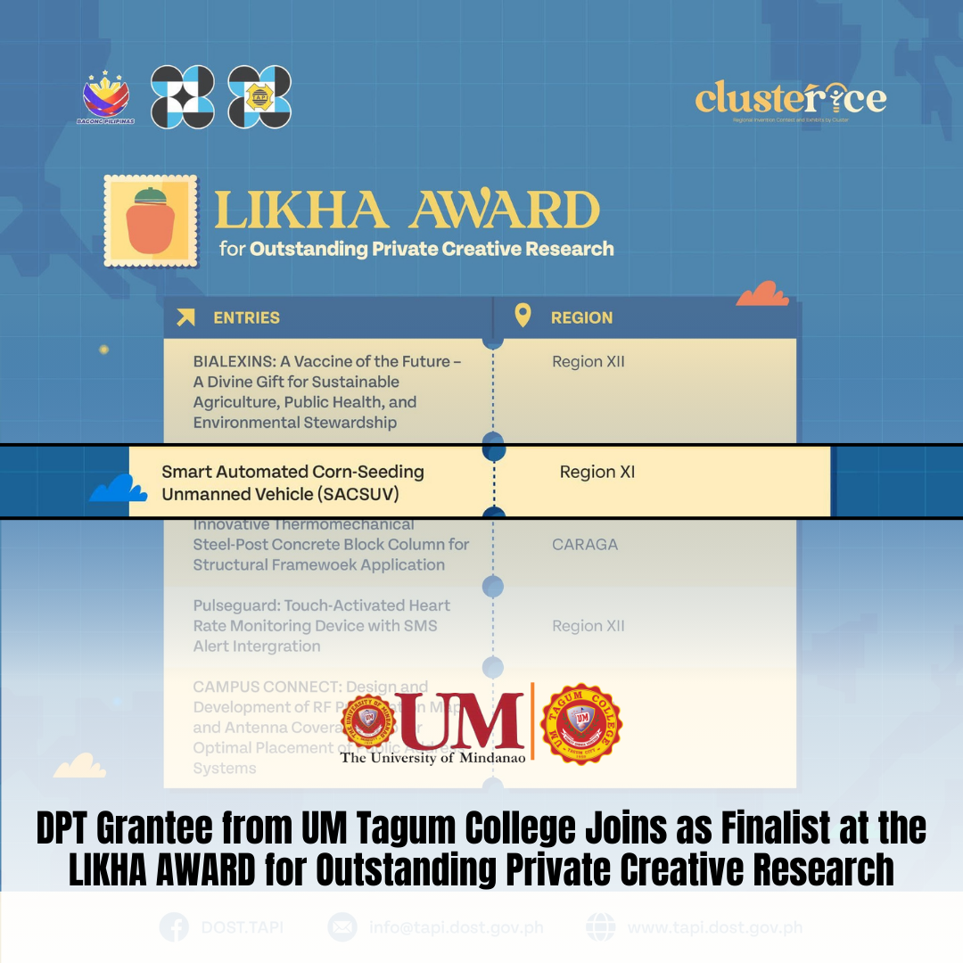 DPT Grantee from UM Tagum College Enters as Finalist at the Likha Award for Outstanding Private Creative Research